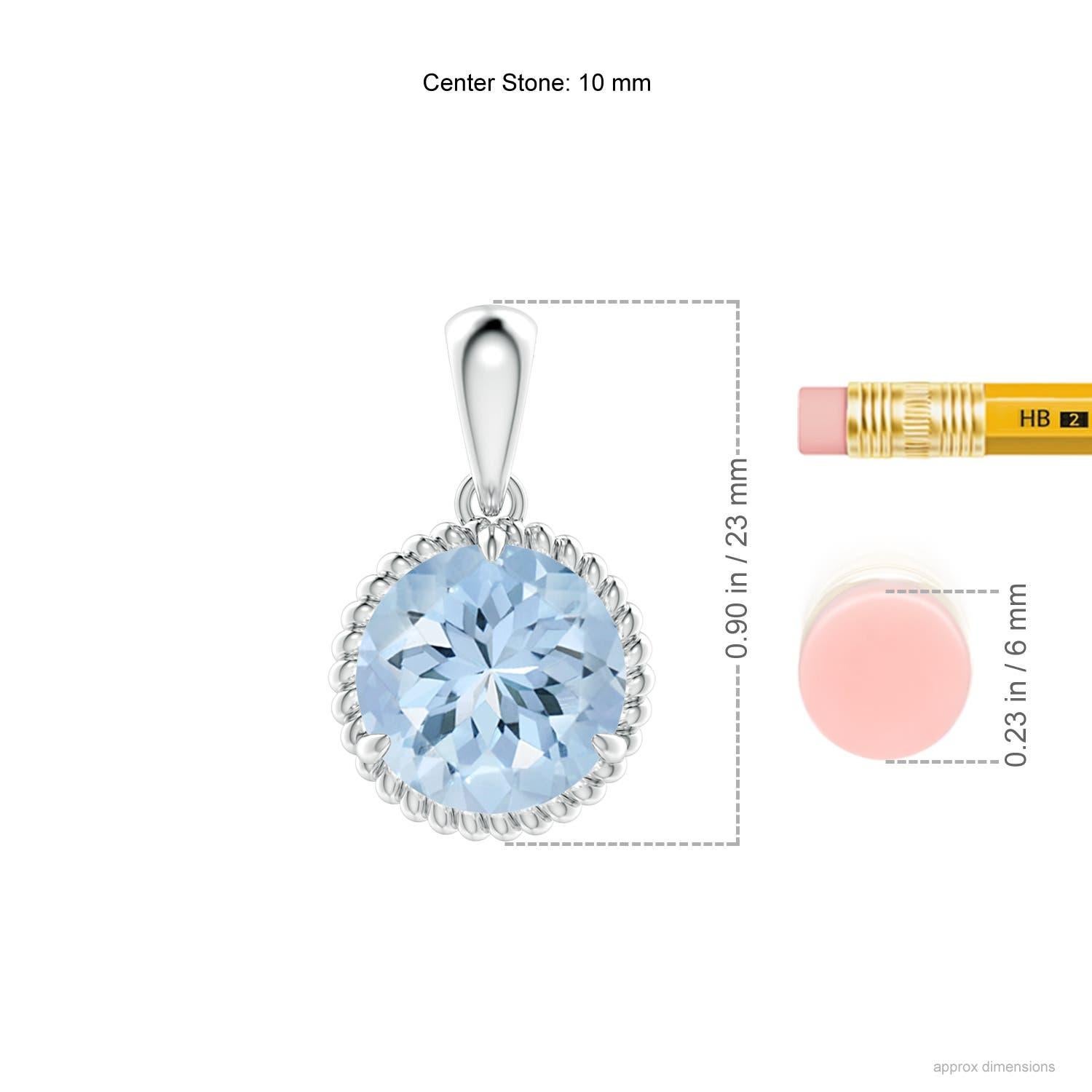 Angara Natural Claw-Set 3,2 ct Aquamarin Solitär-Anhänger in 14K Weißgold (Rundschliff) im Angebot