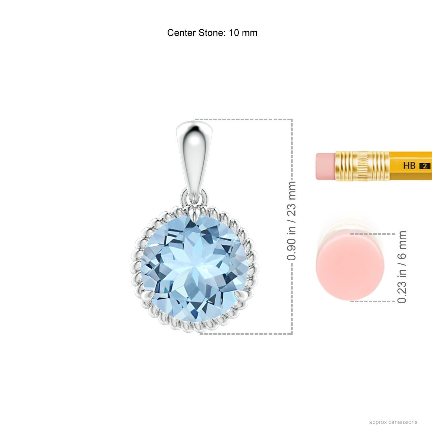 Angara Natural Claw-Set 3,2 ct Aquamarin Solitär-Anhänger in 14K Weißgold (Rundschliff) im Angebot