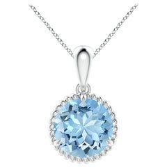 Angara Natural Claw-Set 3,2 ct Aquamarin Solitär-Anhänger in 14K Weißgold