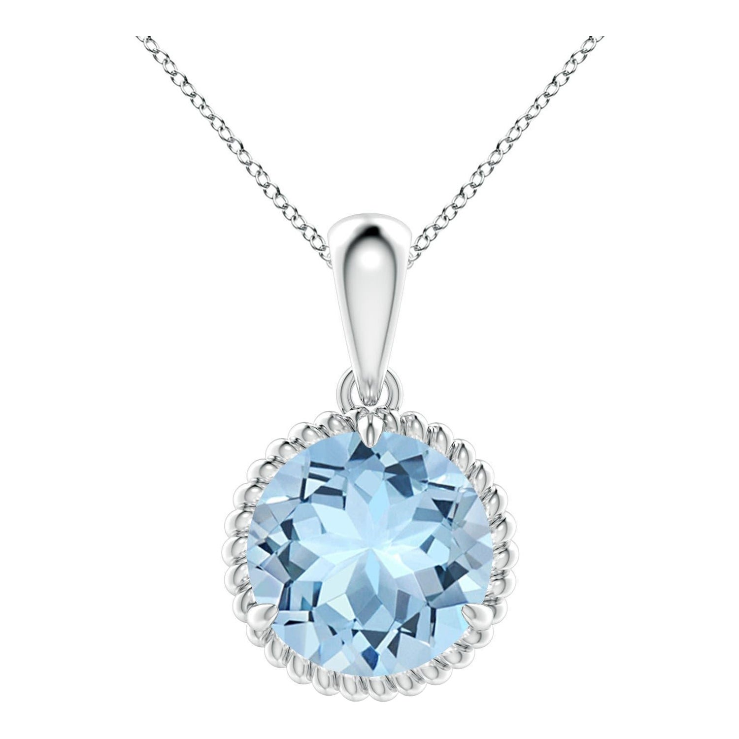 Angara Natural Claw-Set 3,2 ct Aquamarin Solitär-Anhänger in 14K Weißgold