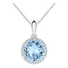 Angara Natural Claw-Set 3,2 ct Aquamarin Solitär-Anhänger in 14K Weißgold