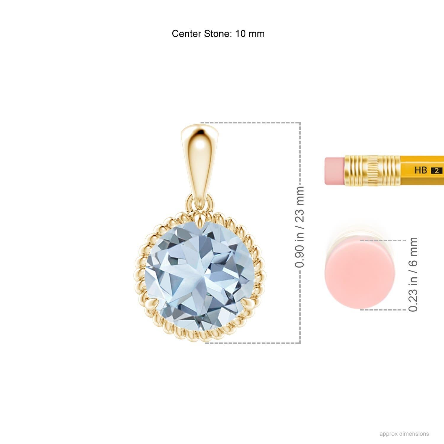 Angara Natural Claw-Set 3,2 ct Aquamarin Solitär-Anhänger in 14K Gelbgold (Rundschliff) im Angebot