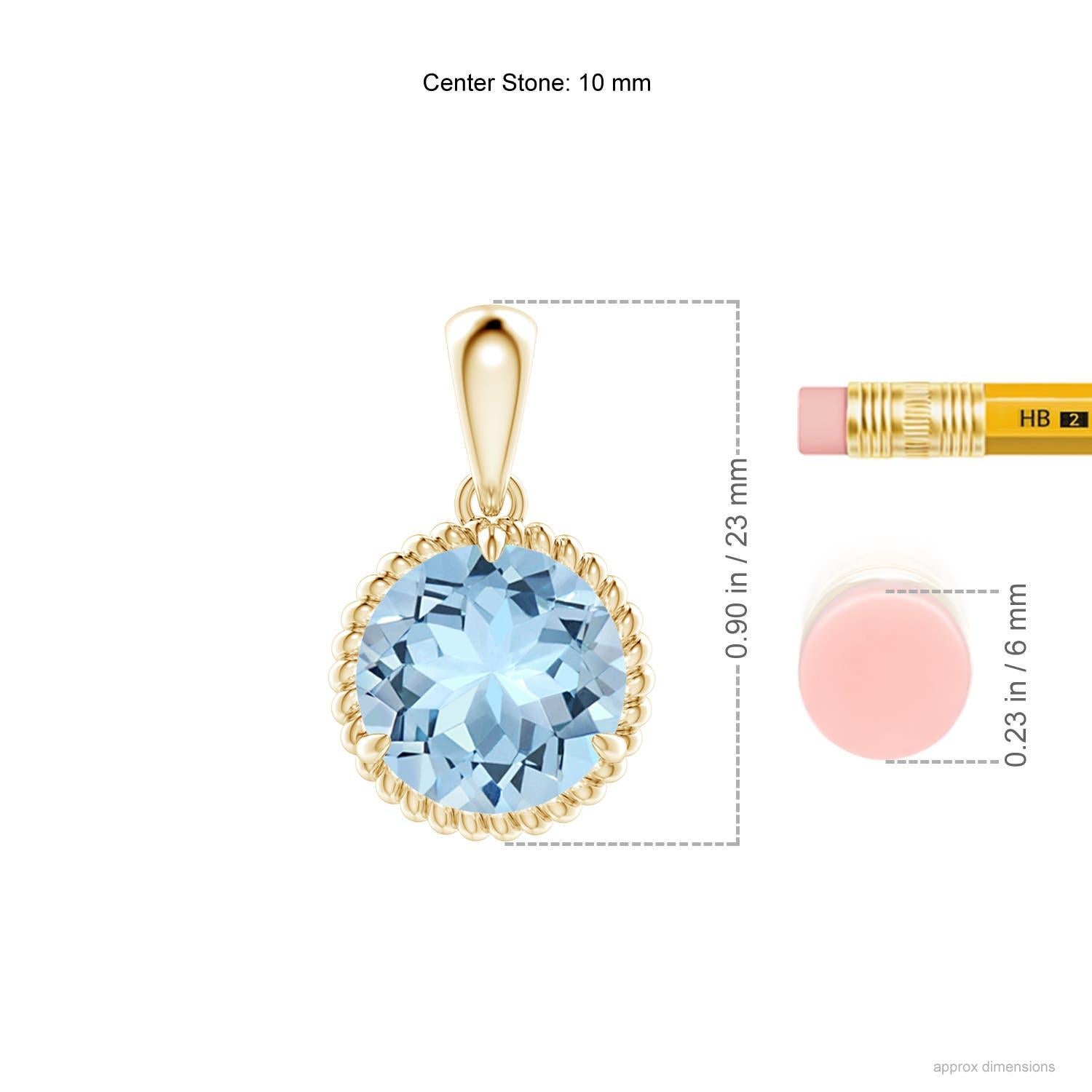Angara Natural Claw-Set 3,2 ct Aquamarin Solitär-Anhänger in 14K Gelbgold (Rundschliff) im Angebot