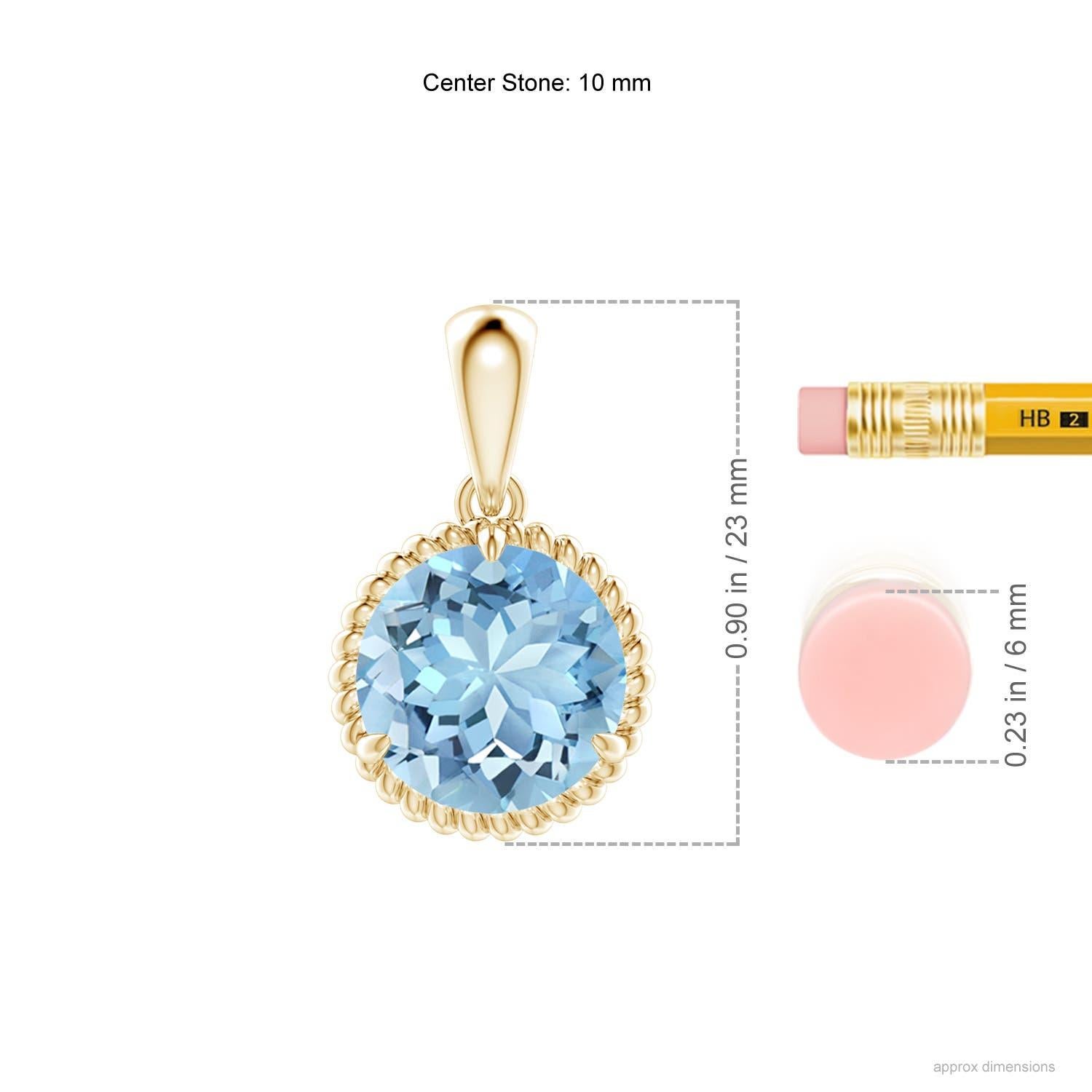 Angara Natural Claw-Set 3,2 ct Aquamarin Solitär-Anhänger in 14K Gelbgold (Rundschliff) im Angebot