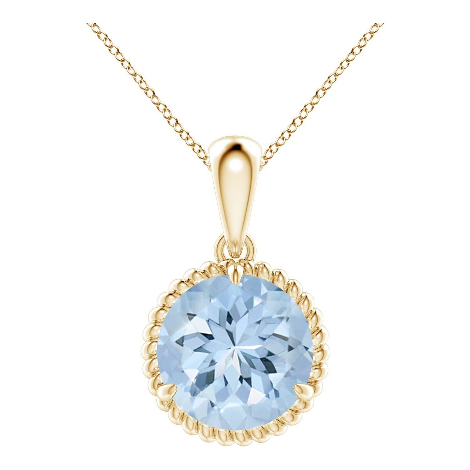 Angara Natural Claw-Set 3,2 ct Aquamarin Solitär-Anhänger in 14K Gelbgold