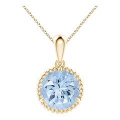 Angara Natural Claw-Set 3,2 ct Aquamarin Solitär-Anhänger in 14K Gelbgold