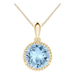 Angara Natural Claw-Set 3,2 ct Aquamarin Solitär-Anhänger in 14K Gelbgold
