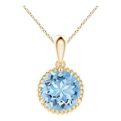 Angara Natural Claw-Set 3,2 ct Aquamarin Solitär-Anhänger in 14K Gelbgold