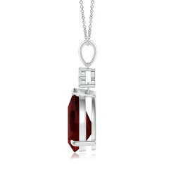 3.5ct Natural Garnet Pear Drop Pendant with Diamonds in Platinum