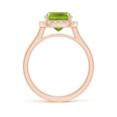 Angara Natural Claw-Set Cushion 2.9 ct Peridot Cocktail Ring in 14K Solid Gold