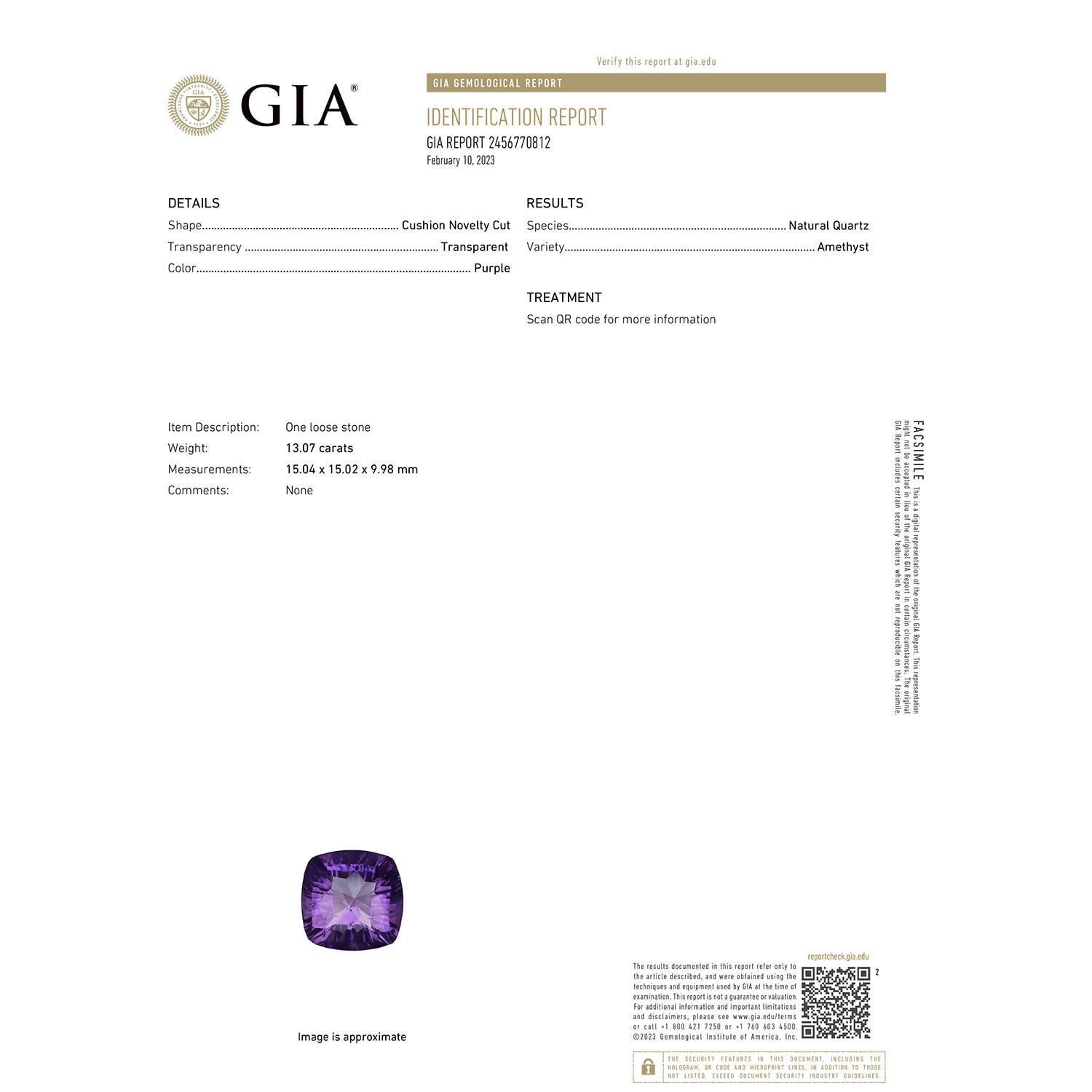 Moderne Pendentif en or massif 14K avec améthyste naturelle certifiée GIA de 13,07ct The Claw Set en vente