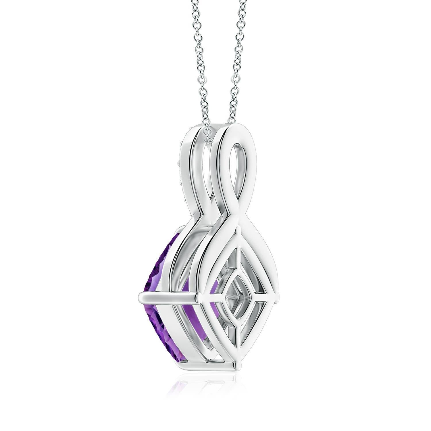 Taille coussin Pendentif en or massif 14K avec améthyste naturelle certifiée GIA de 13,07ct The Claw Set en vente