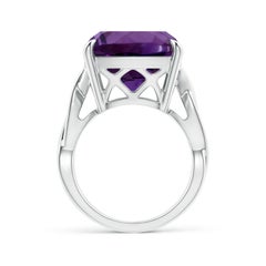 Angara Natural Claw-Set GIA Certified Cushion 10.52ct Amethyst Ring in 14K Gold