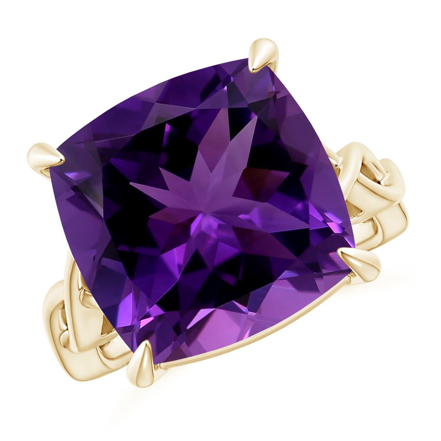 Anello di ametista Angara Nature Claw-Set GIA Certified Cushion 10.52ct in oro 14K in vendita 3