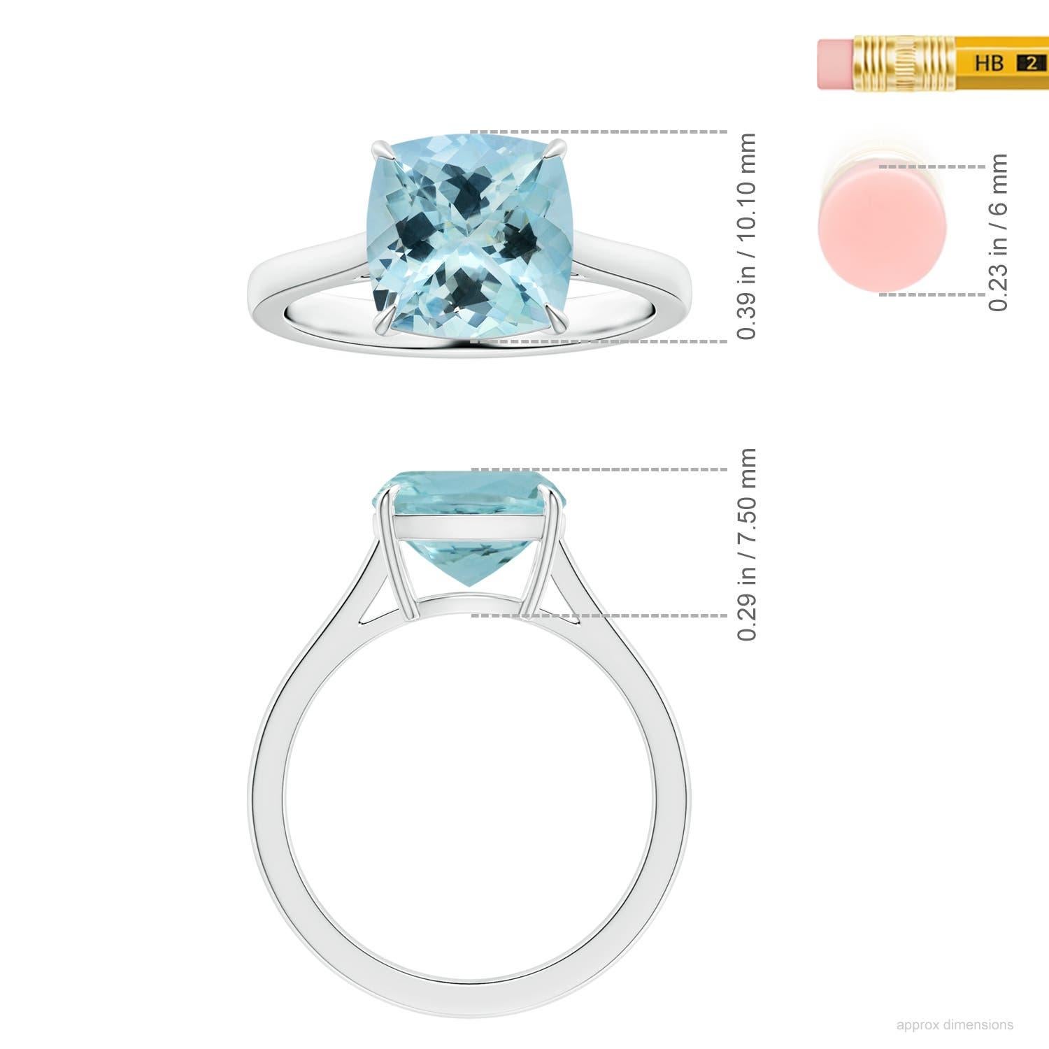 Angara natürlichen Claw-Set GIA zertifiziert Kissen 3,51ct Aquamarin Ring in 14K Gold Damen im Angebot