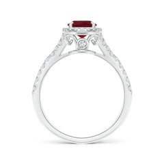 Angara Natural Claw-Set GIA Certified Oval 1.92 ct Ruby Halo Ring in 14K Gold