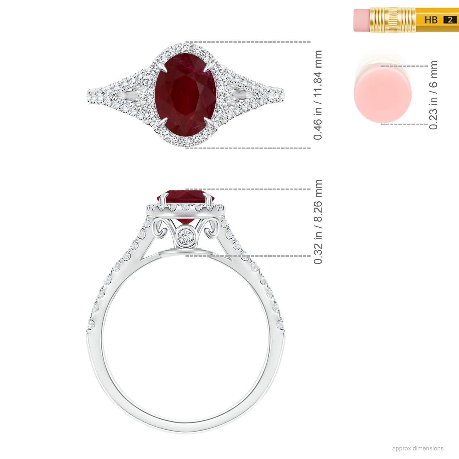 Angara Bague Halo en or 14K avec rubis ovale de 1,92 ct certifié GIA et serti Claw Naturel Neuf - En vente à Los Angeles, CA