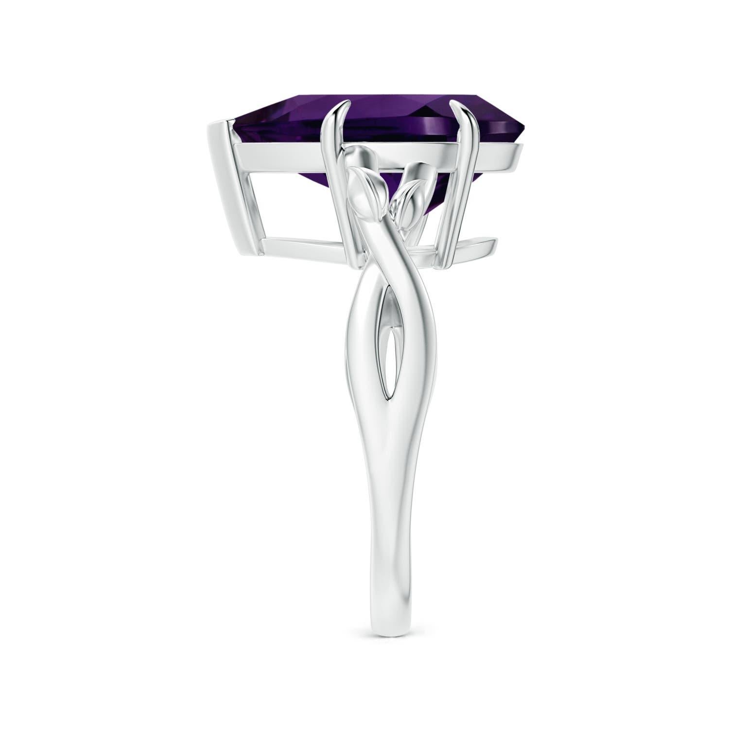 Taglio a goccia Angara Nature Claw-Set GIA Certified Solitaire 7.33ct Amethyst Ring in 14K Gold in vendita