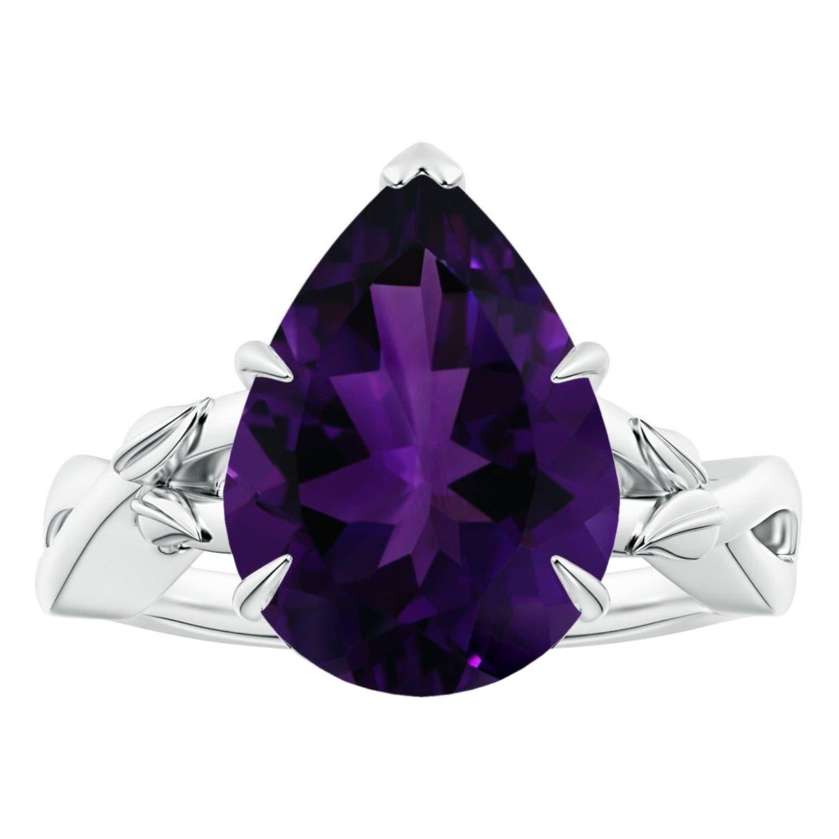 Angara Nature Claw-Set GIA Certified Solitaire 7.33ct Amethyst Ring in 14K Gold in vendita