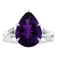 Angara Nature Claw-Set GIA Certified Solitaire 7.33ct Amethyst Ring in 14K Gold