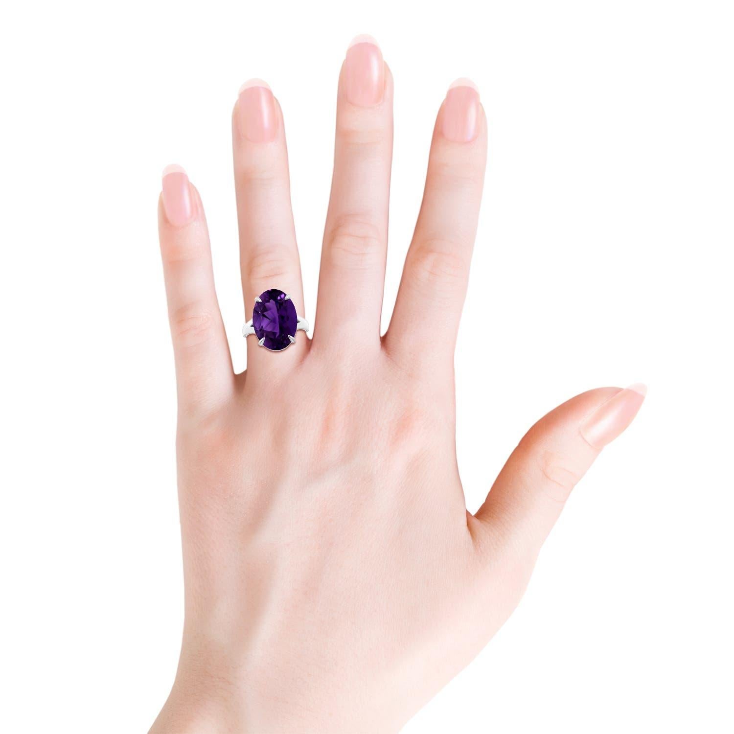 Angara Natural Claw-Set GIA zertifiziert Solitär Oval 12,46ct Amethyst 14K Gold im Zustand „Neu“ im Angebot in Los Angeles, CA