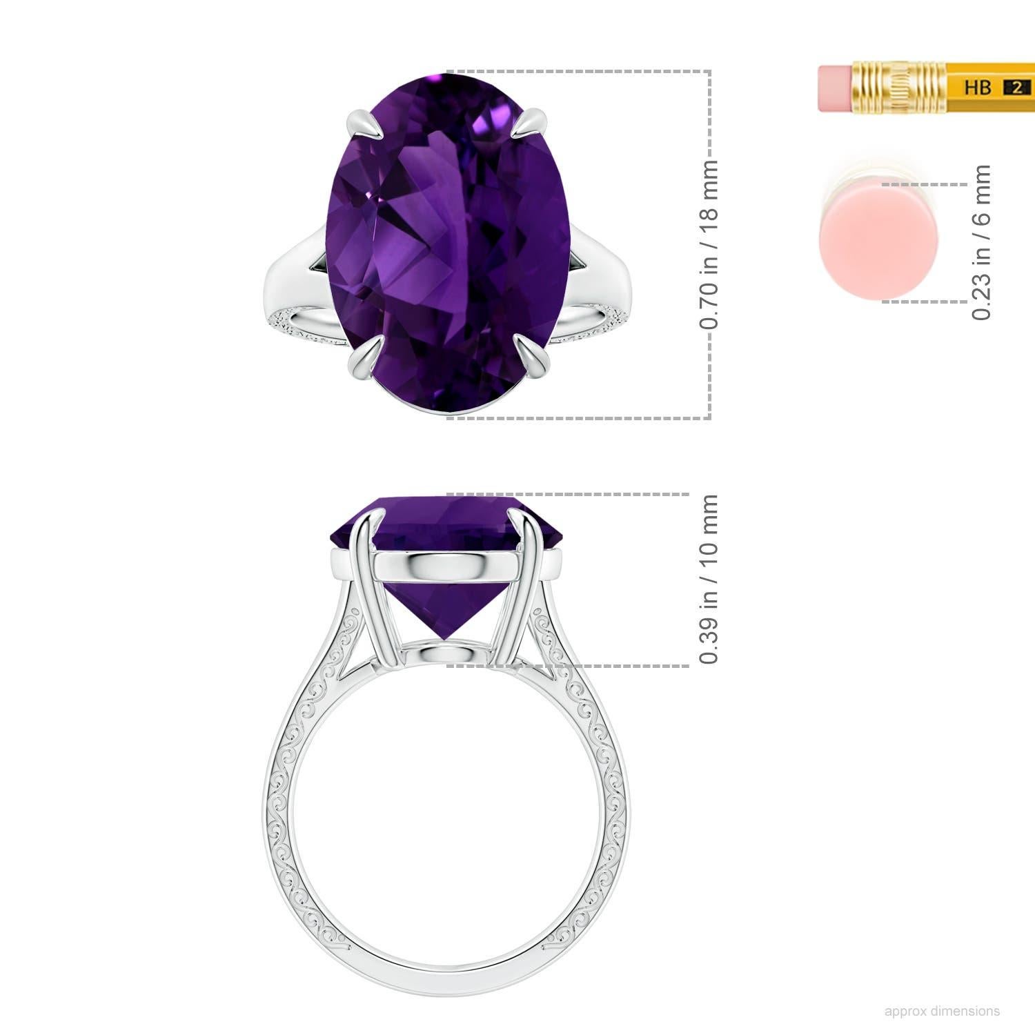 Angara Natural Claw-Set GIA zertifiziert Solitär Oval 12,46ct Amethyst 14K Gold Damen im Angebot