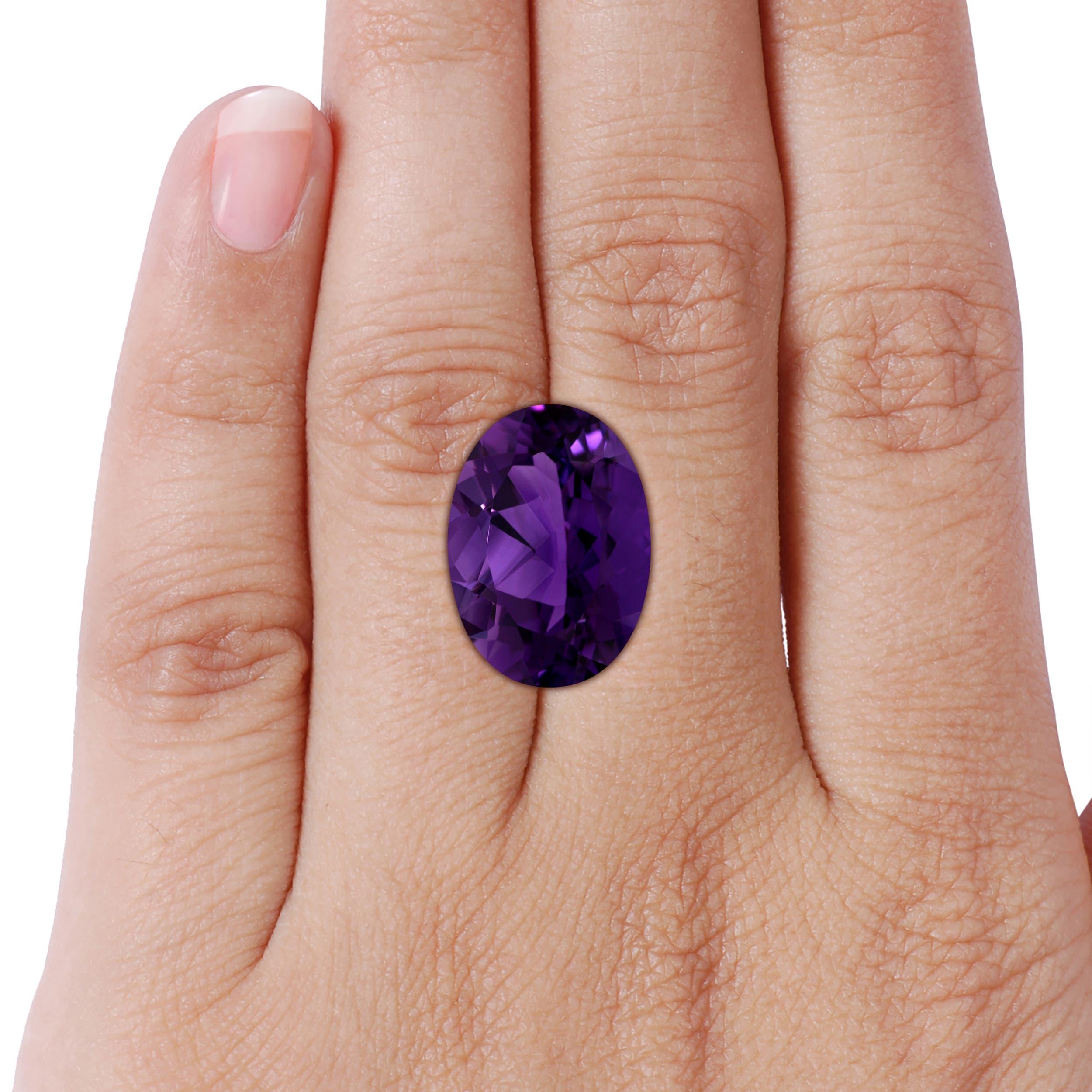 Angara Natural Claw-Set GIA zertifiziert Solitär Oval 12,46ct Amethyst 14K Gold im Angebot 2
