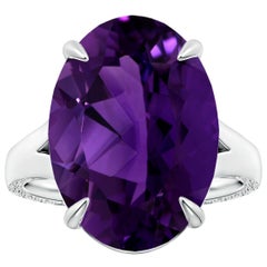 Angara Natural Claw-Set GIA Certificado Solitario Oval 12.46ct Amatista 14K Oro