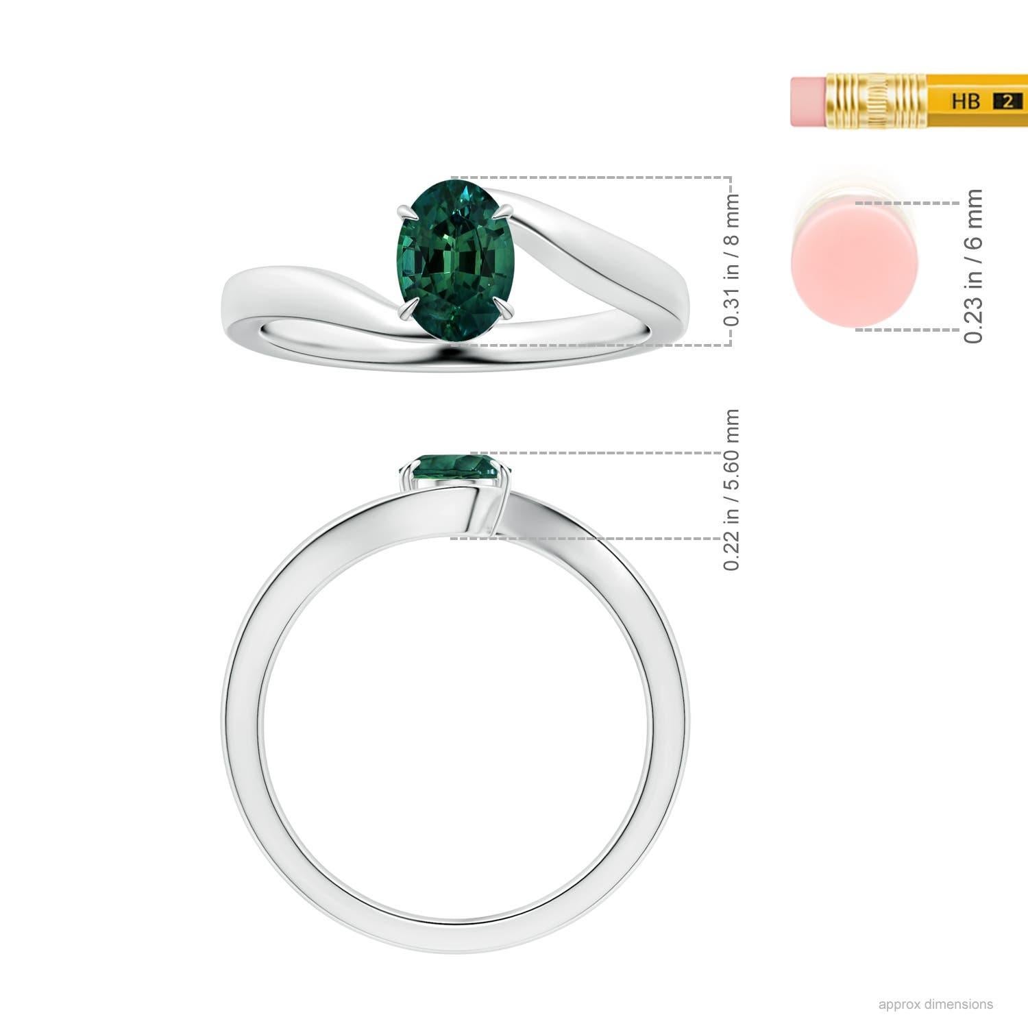 Angara Natürliche Claw-Set GIA zertifiziert Solitär Oval Teal Sapphire Ring 14K Gold (Ovalschliff) im Angebot