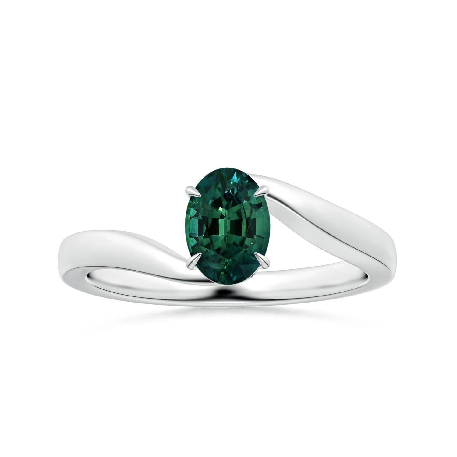 Angara Bague saphir sarcelle ovale certifié GIA en or 14K