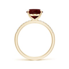 Angara Natural Claw-Set Oval 4.2 ct Garnet Ring with Diamonds in 14K Solid Gold