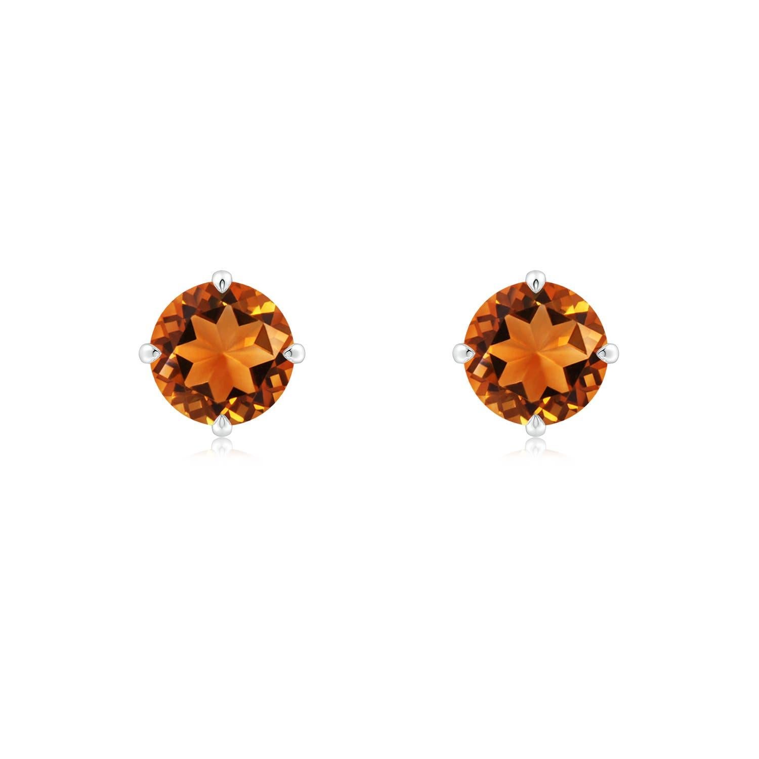 Angara - Boucles d'oreilles solitaires en or 14 carats - Citrine ronde de 1,4 ct, sertie de griffes naturelles Pour femmes en vente