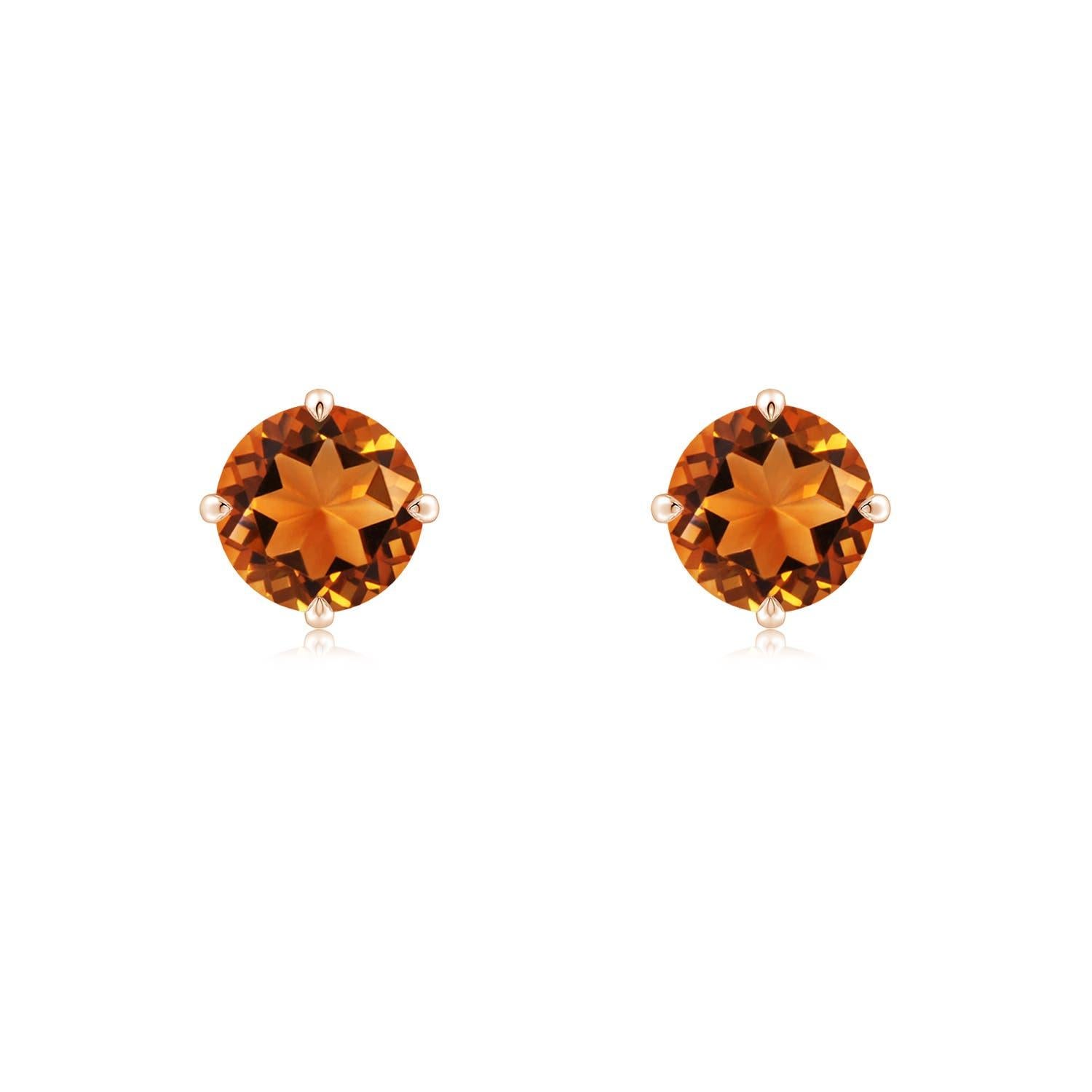 Angara - Boucles d'oreilles solitaires en or 14 carats - Citrine ronde de 1,4 ct, sertie de griffes naturelles en vente 1