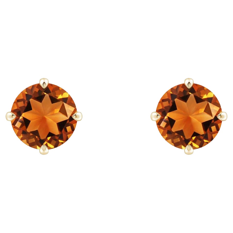 Angara Natural Claw-Set Round 1.4ct Citrine Solitaire Stud Earrings in 14K Gold