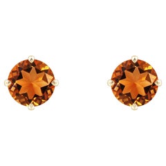 Angara Natural Claw-Set Round 1.4ct Citrine Solitaire Stud Earrings in 14K Gold