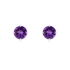 Angara Natural Claw-Set Round 1.6ct Amethyst Solitaire Stud Earrings in 14K Gold
