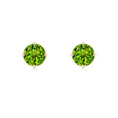 The Claw Nature - Boucles d'oreilles solitaires en or 14 carats avec péridot rond de 1,9 ct