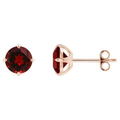 Angara Natural Claw-Set Round 2 ct Garnet Solitaire Stud Earrings in 14K Gold