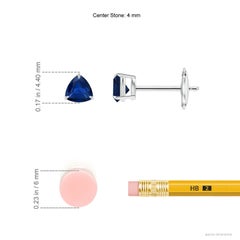 Angara Natural Claw-Set Trillion Sapphire Stud Earrings in 14K Gold for Women