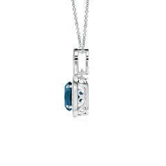 Angara Natural Cushion 1.1 ct London Blue Topaz Halo Pendant in 14K Solid Gold