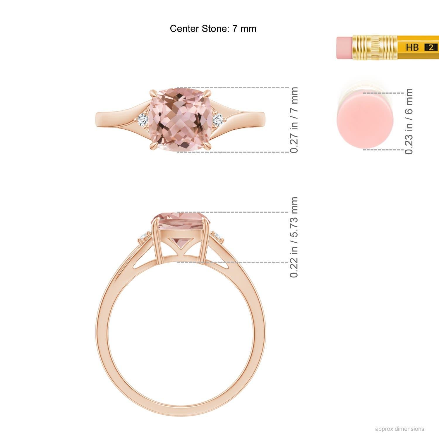 Angara natürlichen Kissen 1,2 ct Morganit Solitär-Ring in 14K massivem Gold im Angebot 1