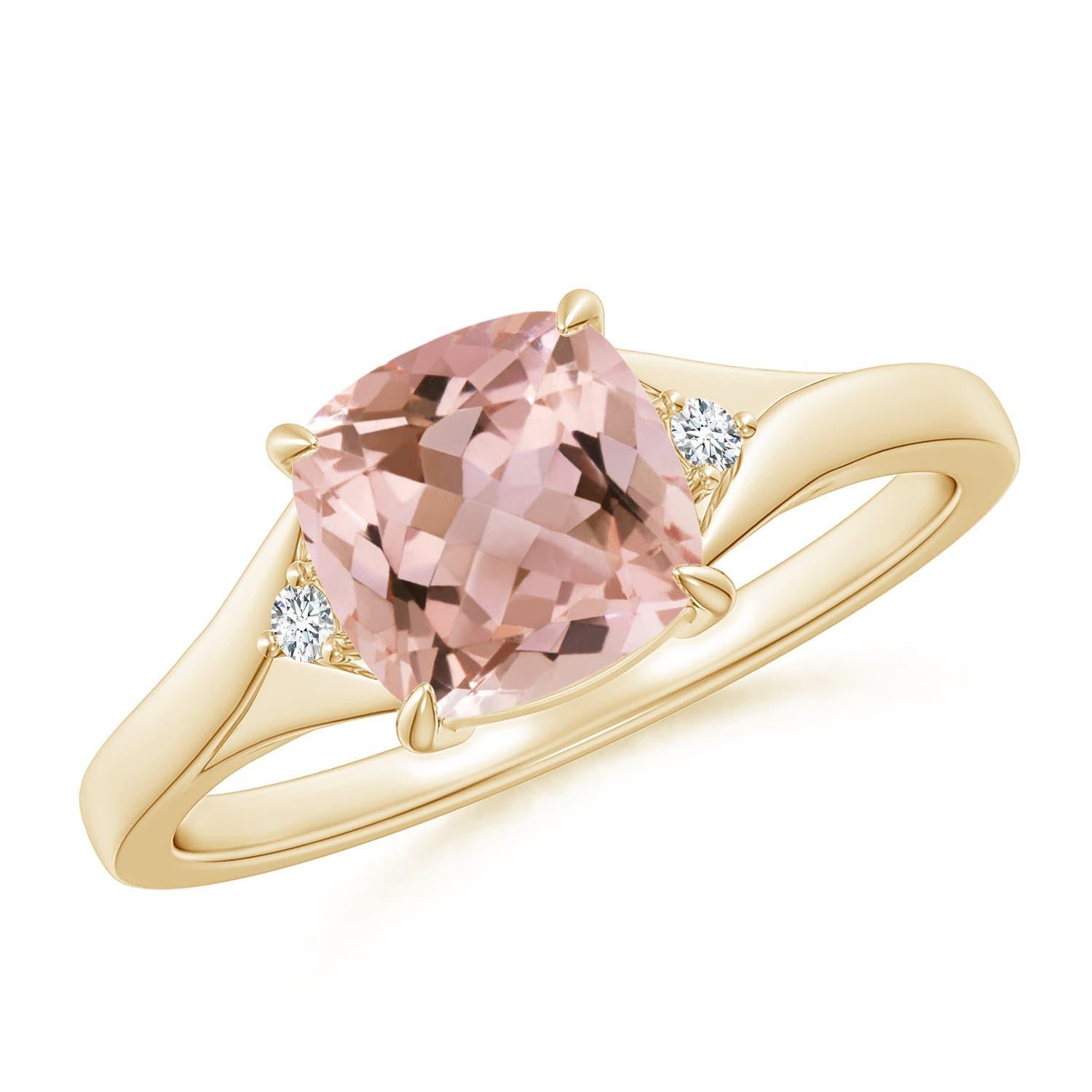 Angara natürlichen Kissen 1,2 ct Morganit Solitär-Ring in 14K massivem Gold im Angebot 3
