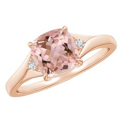 Angara natürlichen Kissen 1,2 ct Morganit Solitär-Ring in 14K massivem Gold