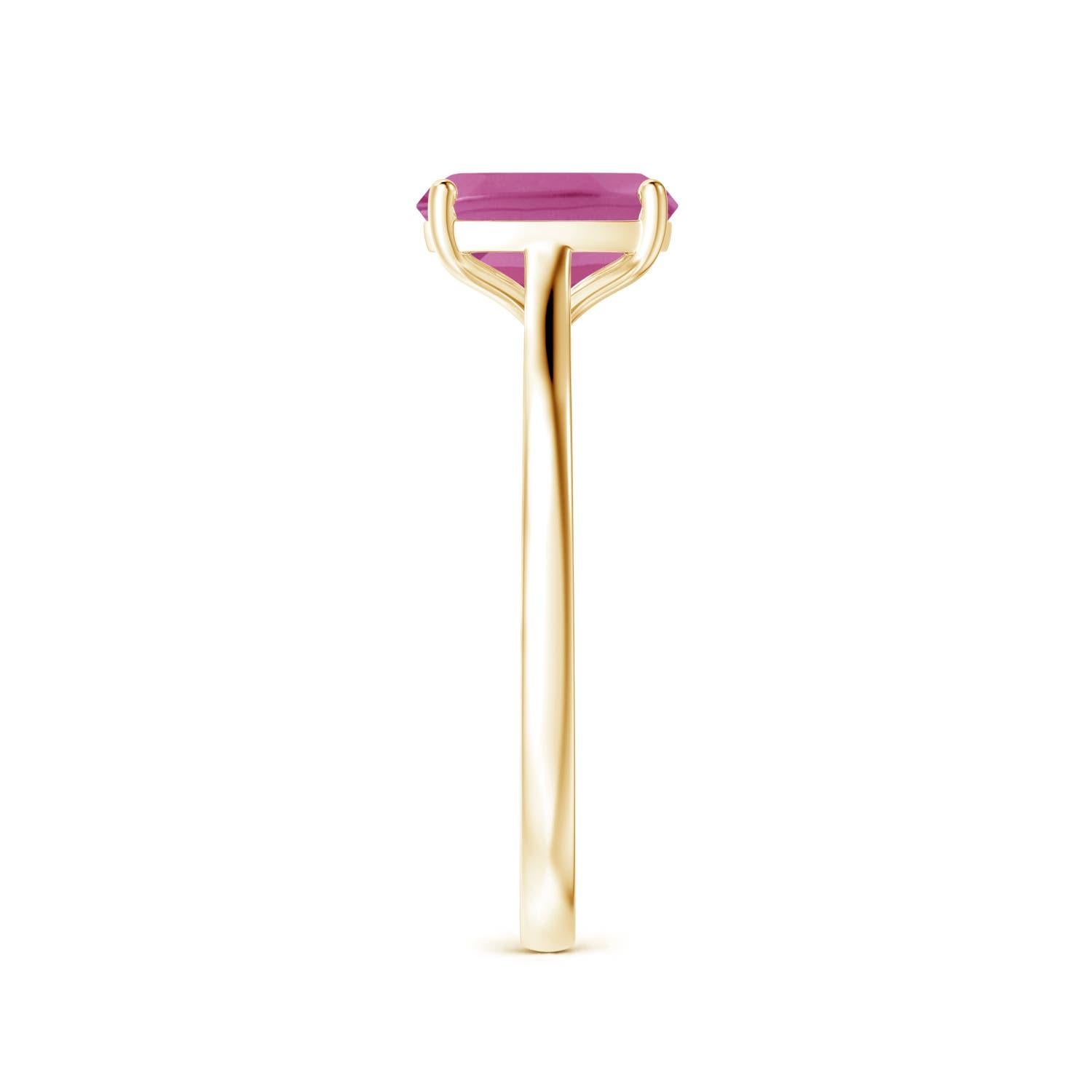 Anillo solitario de turmalina rosa Angara Natural Cushion de 1,23 ct en oro macizo de 14 quilates Corte cojín en venta