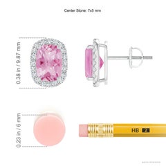 Angara Natural Cushion 1.4ct Pink Tourmaline & Diamond Stud Earrings in 14K Gold