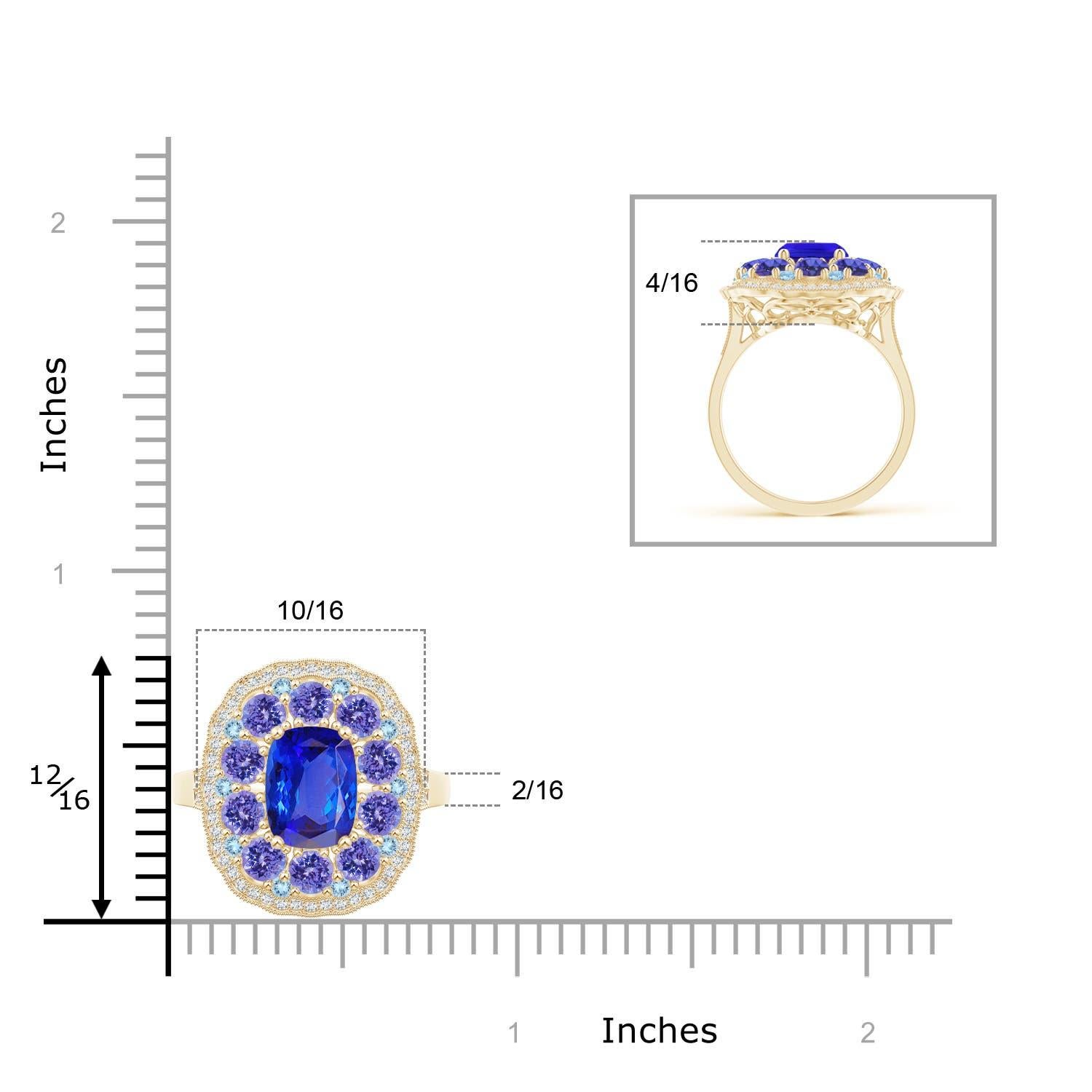Angara Natural Cushion 1,6ct Tanzanite Cocktail Ring in 14K massivem Gold für Frauen Damen im Angebot