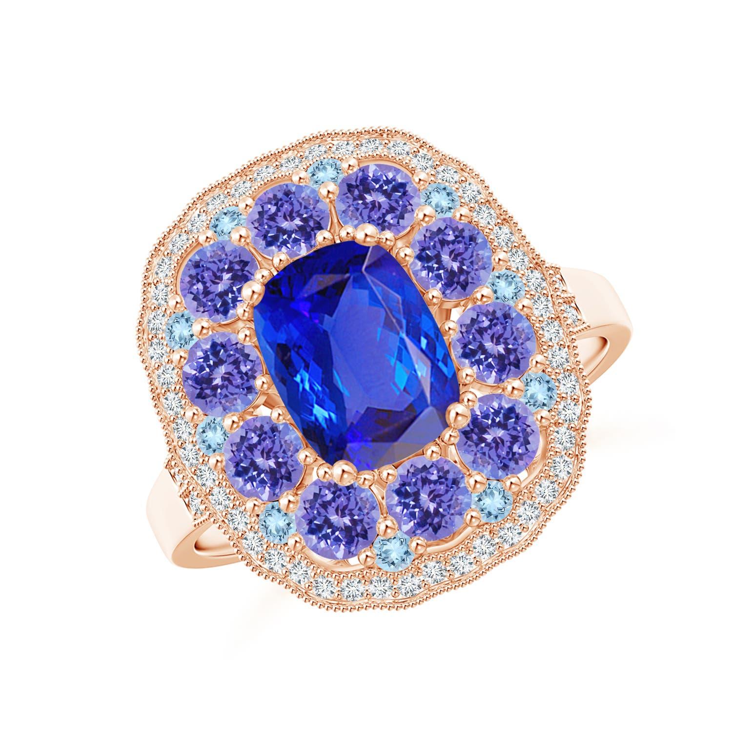 Angara Natural Cushion 1,6ct Tanzanite Cocktail Ring in 14K massivem Gold für Frauen im Angebot 2