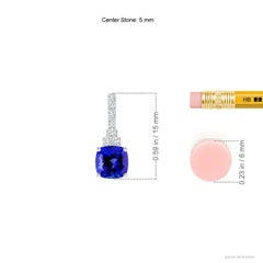 Angara Natural Cushion 1.6ct Tanzanite Dangle Earrings with Diamonds in 14K Gold