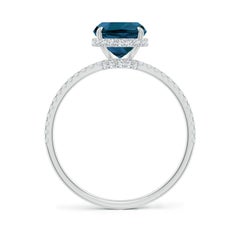 Angara Natural Cushion 2.2 ct London Blue Topaz Ring in 14K Solid Gold for Women