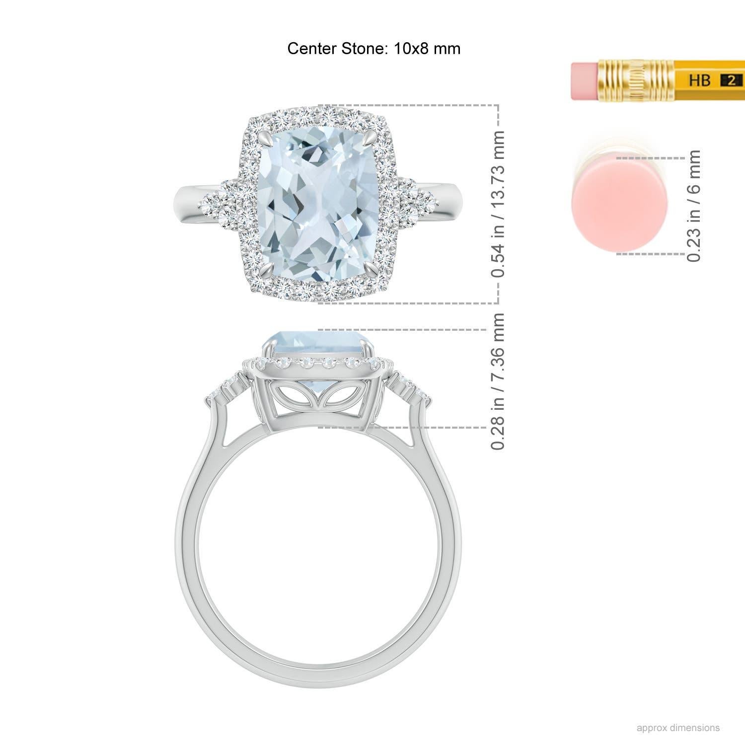 Bague Halo en or 14K de 2,45 ct d'aigue-marine coussinée naturelle avec diamants Angara Neuf - En vente à Los Angeles, CA